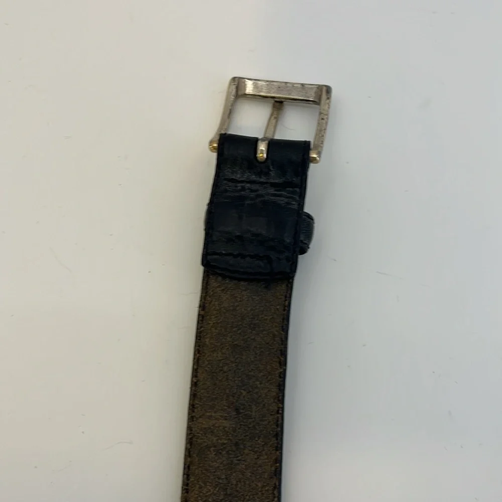 FOSSIL Black Leather Belt with Silver Tone Buckle & Tip - Men’s size 38